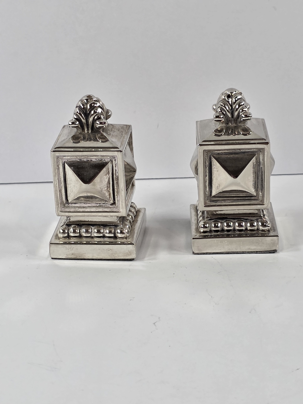 Vintage Silver Plated Neoclassical Salt And Pepper Shakers Serving Set